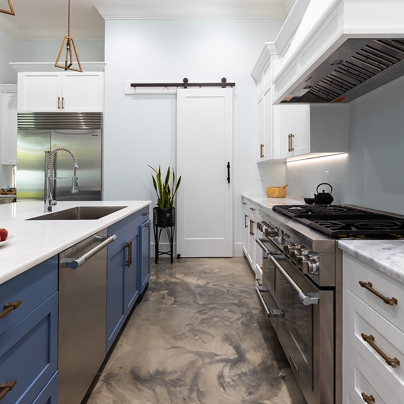 Shaker Doors White Kitchen With Blue Island